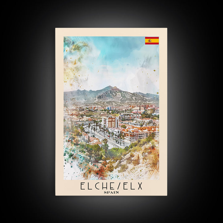 Elche, Spain Vibrant Framed Canvas Print. Stunning Wall Art for Living Room or Bedroom Decor, Spanish Travel Poster Art.