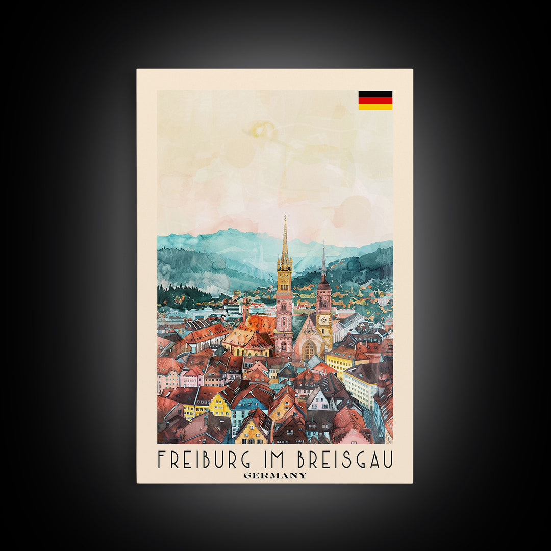 Freiburg, Germany Travel Poster Art, Framed Canvas Print for Living Room or Bedroom, Scenic Wall Art, Perfect Home Decoration