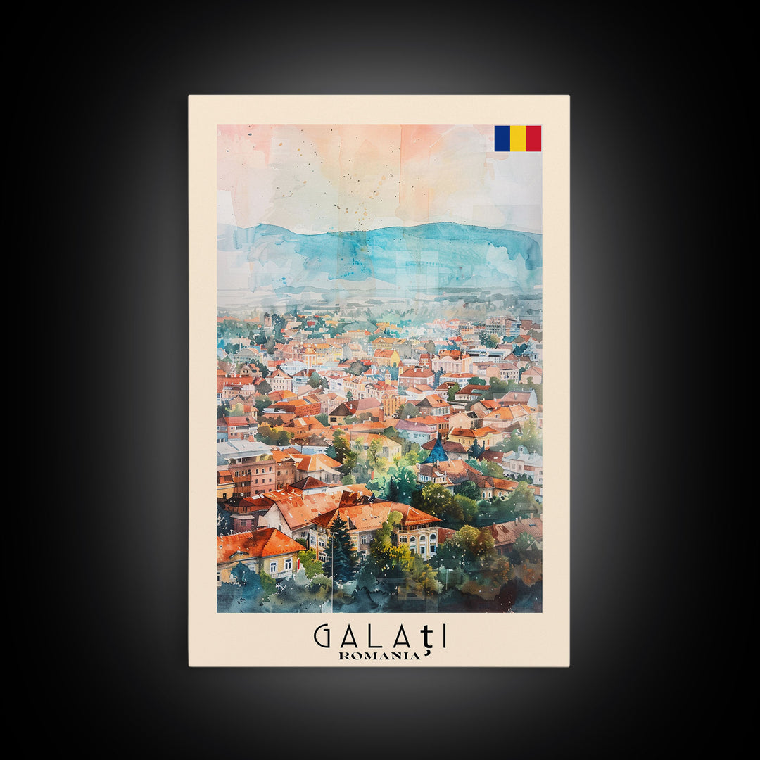 Galati, Romania Travel Poster Art, Framed Canvas Print for Living Room or Bedroom, Scenic Wall Art, Perfect Home Decoration