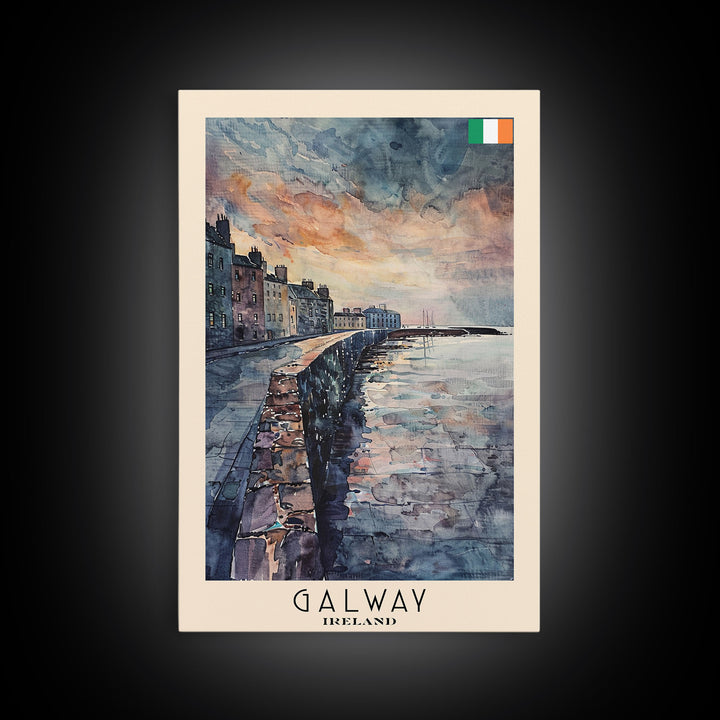 Galway, Ireland Travel Poster Art, Framed Canvas Print for Living Room or Bedroom, Coastal Wall Art, Home Decoration