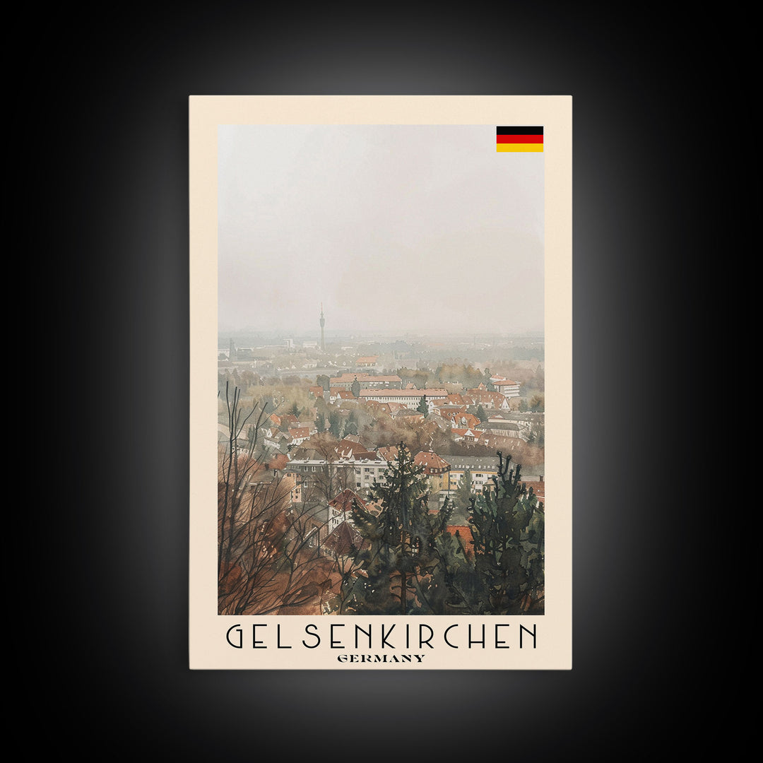 Gelsenkirchen, Germany Travel Poster Art, Framed Canvas Print for Living Room or Bedroom, Urban Wall Art, Home Decoration