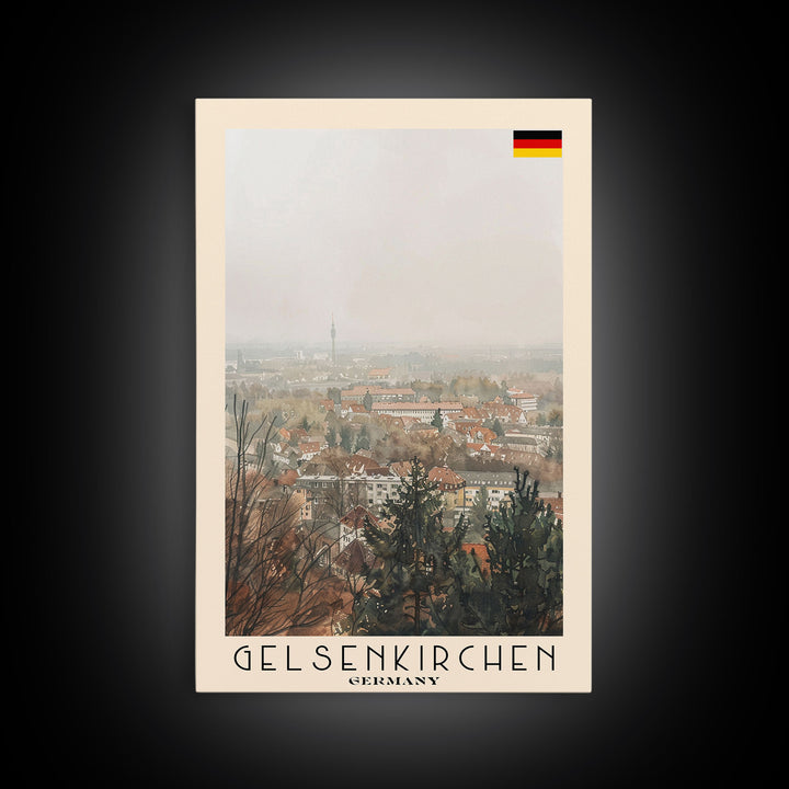 Gelsenkirchen, Germany Travel Poster Art, Framed Canvas Print for Living Room or Bedroom, Urban Wall Art, Home Decoration