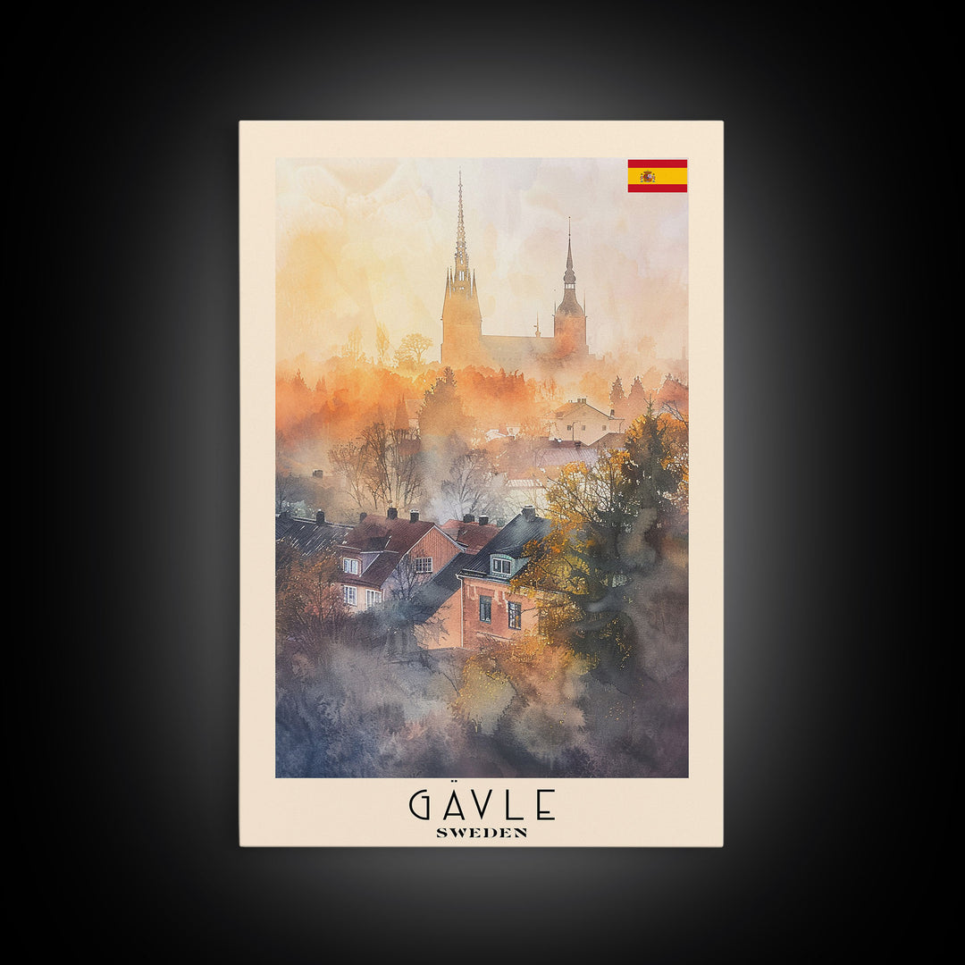 Gävle Sweden Scenic View Art, Framed Canvas Print, Living Room Wall Art, Travel Poster, Home Decor, Swedish Wall Art