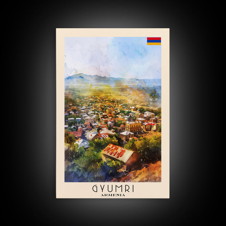 Gyumri Armenia Scenic City View Art, Framed Canvas Print, Living Room Wall Art, Travel Poster, Home Decor, Armenian Wall Art