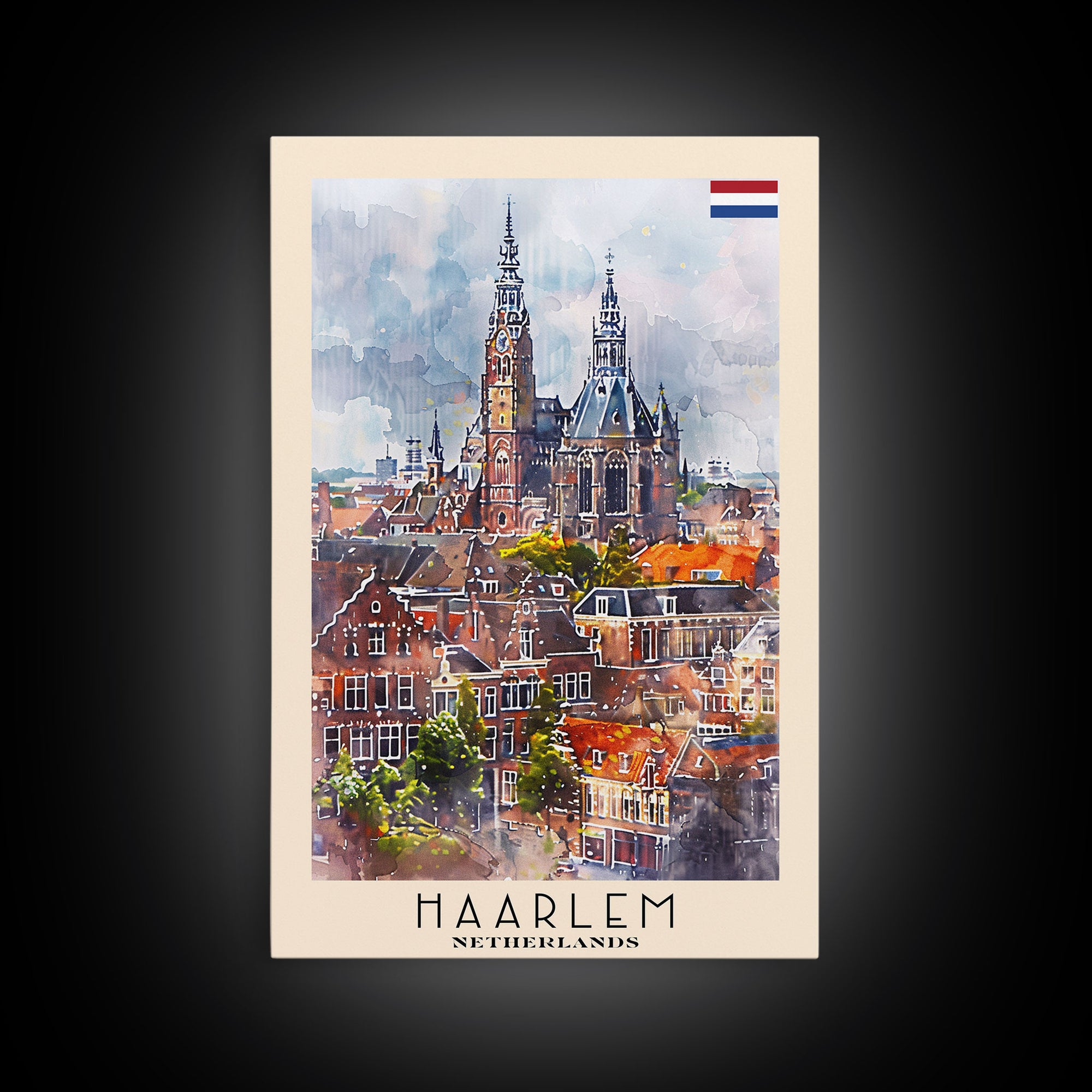 Haarlemmermeer Netherlands Water View Art, Framed Canvas Print, Bedroom Wall Art, Travel Poster, Home Decoration, Dutch Wall Art