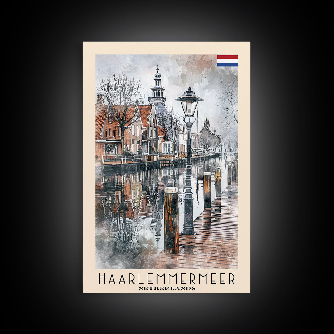 Haarlem Netherlands Historic City Art, Framed Canvas Print, Living Room Wall Art, Travel Poster, Home Decor, Dutch Wall Art