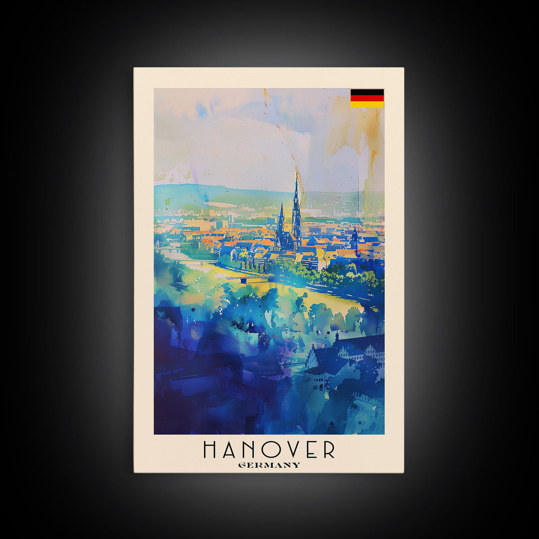 Hanover Germany Cityscape Framed Canvas Print, Wall Art for Living Room Decor, Office Art, Home Decor, Skyline Poster Art, Travel Poster Art