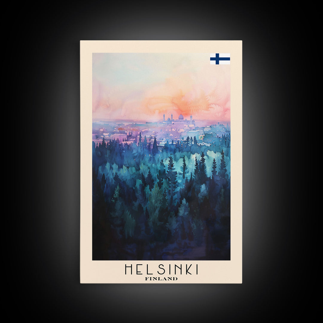 Helsinki Finland Skyline Art Print, Framed Canvas Wall Art, Living Room Decor, Office Art, Cityscape Poster, Home Decor, Travel Poster Art