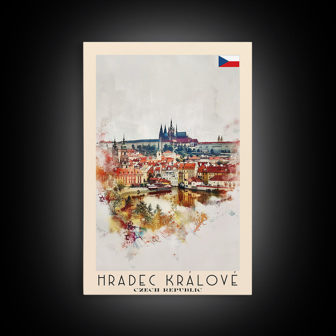 Hradec Krįlové Czech Republic Cityscape Art, Framed Canvas Wall Art, Home Decor, Living Room Decor, Historic Poster, Wall Art, Travel Poster Art