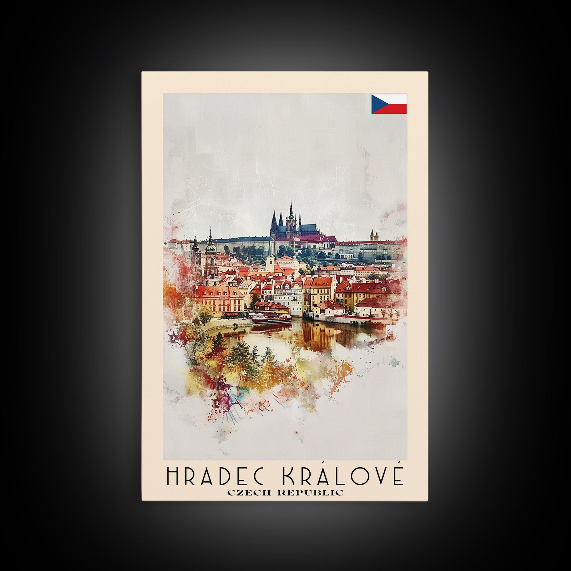 Hradec Krįlové Czech Republic Cityscape Art, Framed Canvas Wall Art, Home Decor, Living Room Decor, Historic Poster, Wall Art, Travel Poster Art