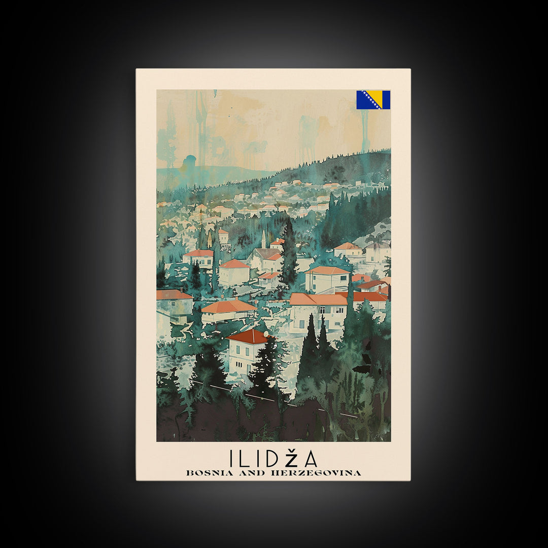 Ilidza Bosnia Scenic Mountain View Art Print, Beautiful Canvas Print for Nature Lovers, Travel Poster for Home Decor, Bosnian Landscape Wall Art