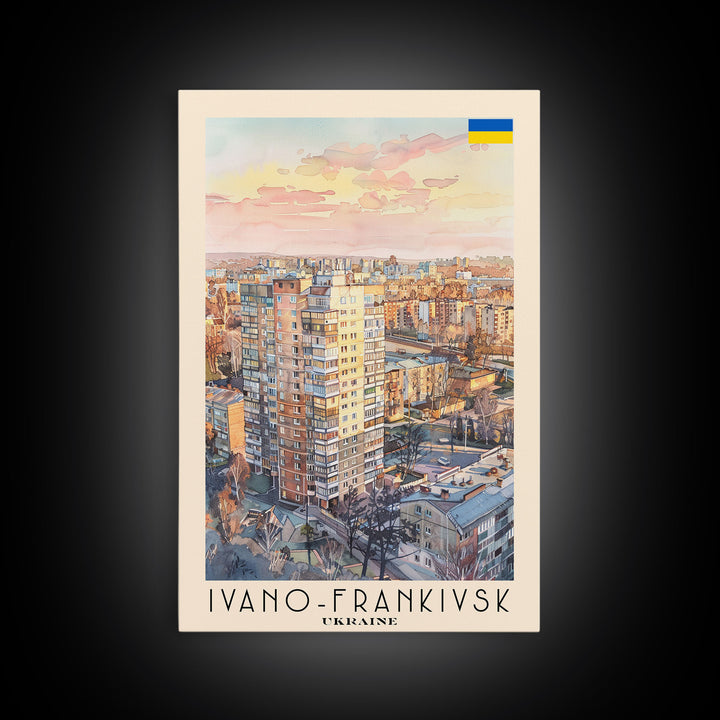 Ivano-Frankivsk Ukraine Cityscape Art Print, Sunset View Canvas Print for Home Decor, Travel Poster for Living Room Wall Art, Ukrainian Scene