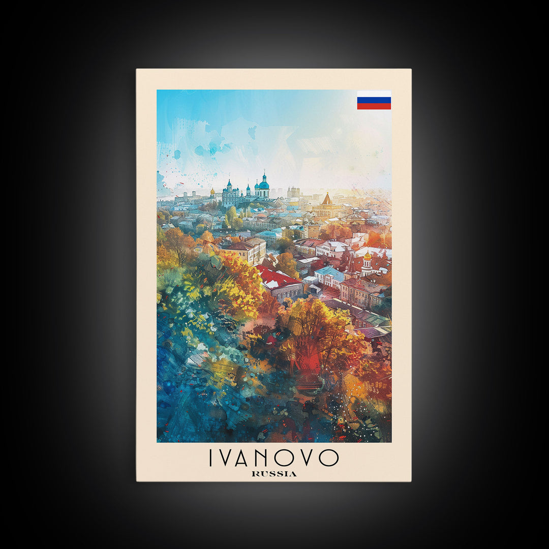 Ivanovo Russia Historic Town Art Print, Vibrant Canvas Print for Home Decor, Travel Poster for Living Room Wall Art, Russian Heritage View