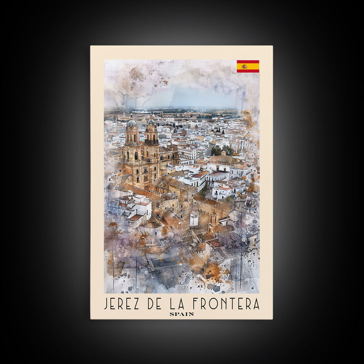 Jerez de la Frontera Spain Vineyard View, Framed Canvas Print, Travel Poster, Rustic Wall Art, Dining Room Decor, Wine Country Art, Home Aesthetic