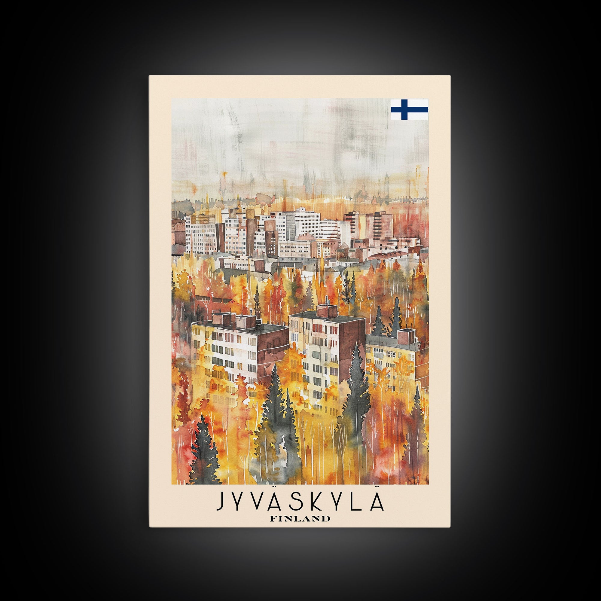 Jyvaskyla Finland Scenic Waterfront, Framed Canvas Print, Travel Poster, Nordic Wall Art, Living Room Decor, Peaceful Landscape, Home Tranquility