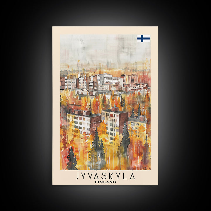 Jyvaskyla Finland Scenic Waterfront, Framed Canvas Print, Travel Poster, Nordic Wall Art, Living Room Decor, Peaceful Landscape, Home Tranquility