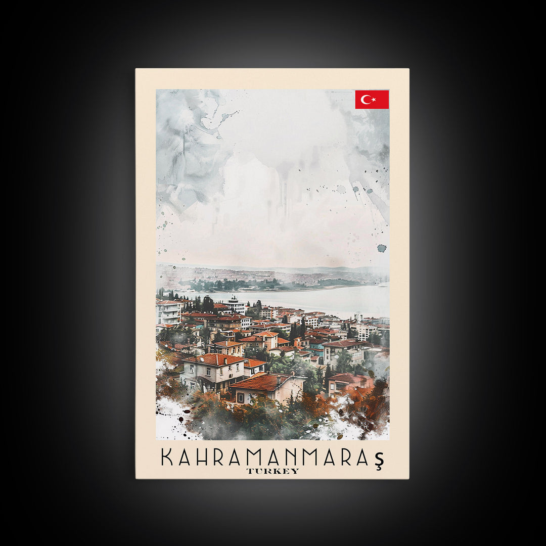 Kahramanmaras Turkey Historical View, Framed Canvas Print, Travel Poster, Cultural Wall Art, Bedroom Decor, Ancient Cityscape, Rich Home Decoration