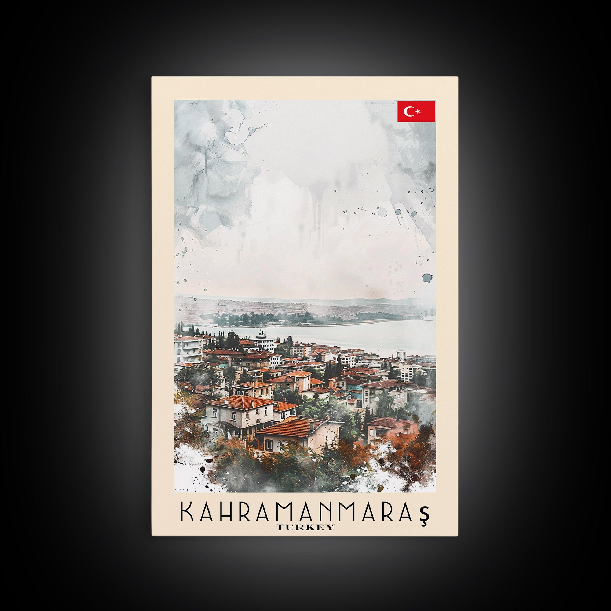 Kahramanmaras Turkey Historical View, Framed Canvas Print, Travel Poster, Cultural Wall Art, Bedroom Decor, Ancient Cityscape, Rich Home Decoration