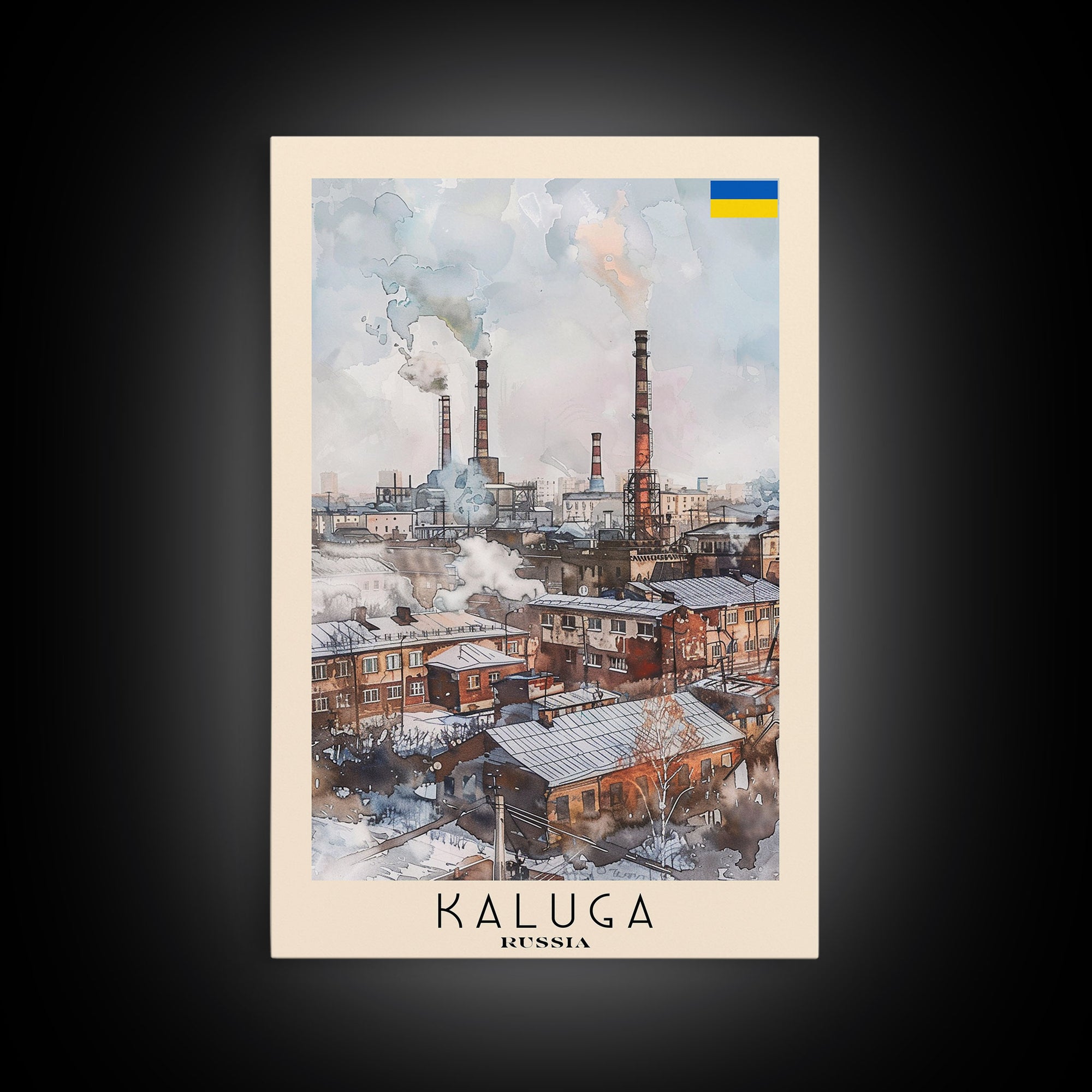 Kaluga Russia Cityscape View, Framed Canvas Print, Travel Poster, Wall Art, Urban Decor, Modern Home Decoration, Living Room Art, Russian City