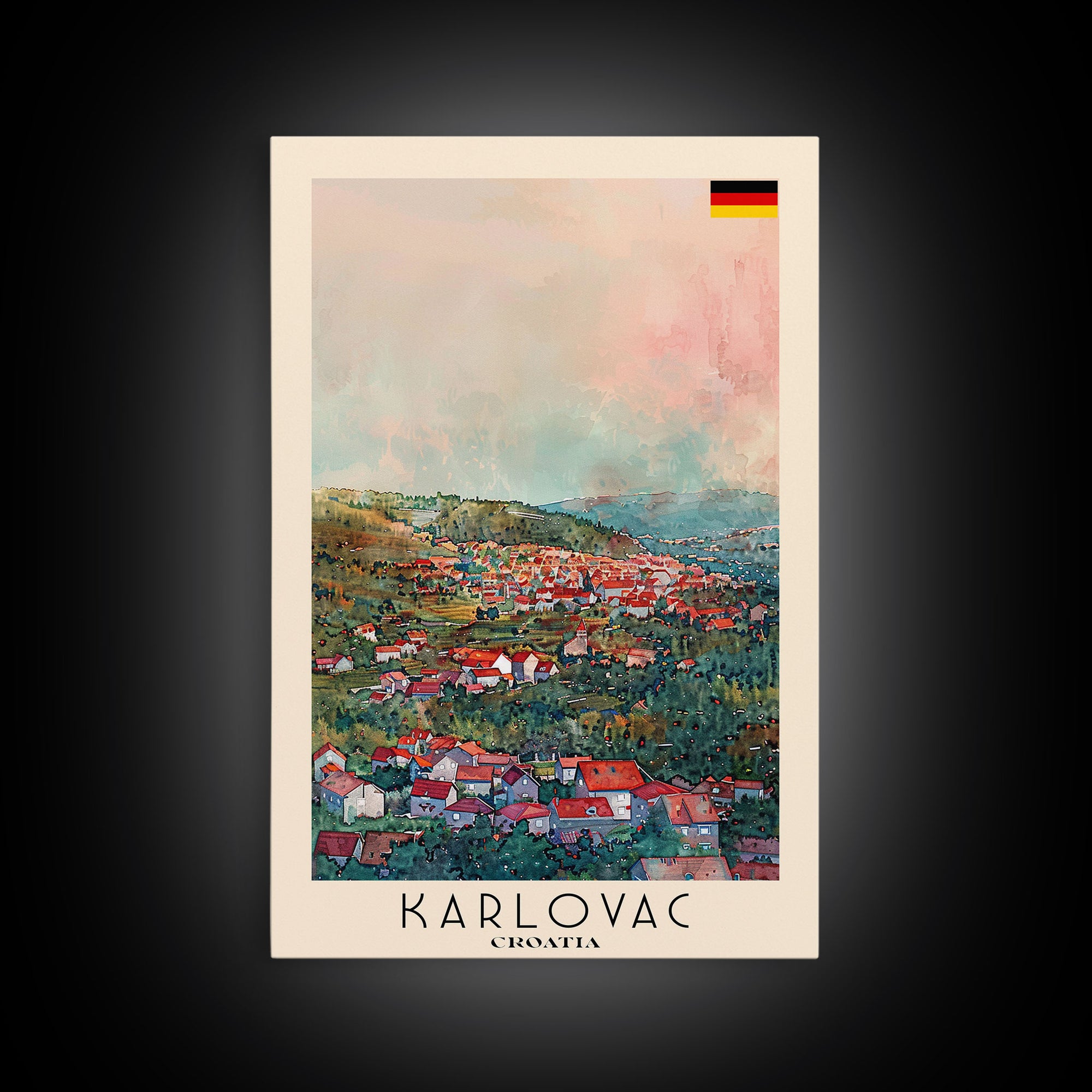 Karlovac Croatia Scenic View, Framed Canvas Print, Travel Poster, Wall Art, Living Room Decor, Cityscape Art, Modern Home Decoration, Croatian City
