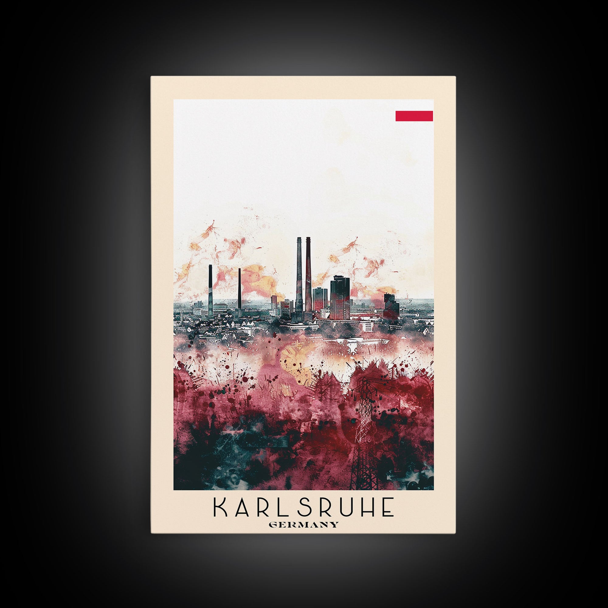Karlsruhe Germany Urban Landscape, Framed Canvas Print, Travel Poster, Wall Art, Office Decor, Cityscape Art, Modern Home Decoration, German City