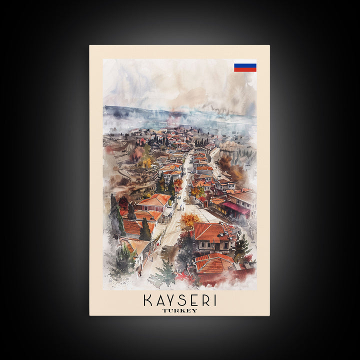 Kayseri Turkey Urban Landscape, Framed Canvas Print, Travel Poster, Wall Art, Home Decoration, Cityscape Decor, Living Room Art, Turkish City