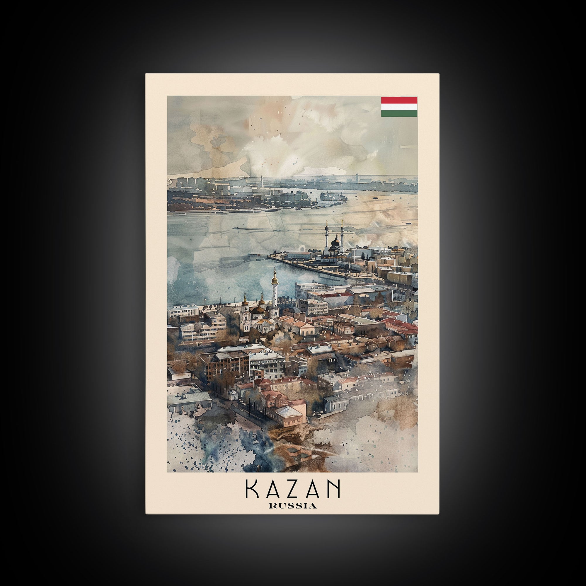 Kazan Russia Scenic View, Framed Canvas Print, Travel Poster, Wall Art, Living Room Decor, Cityscape Art, Modern Home Decoration, Russian City