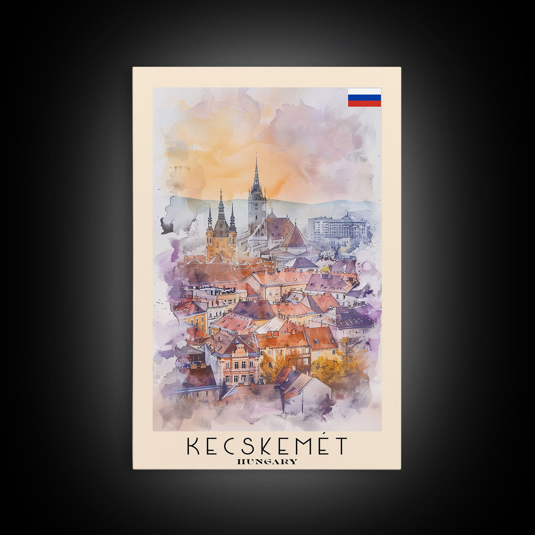 Kecskemet Hungary Urban Landscape, Framed Canvas Print, Travel Poster, Wall Art, Home Decoration, Cityscape Decor, Living Room Art, Hungarian City