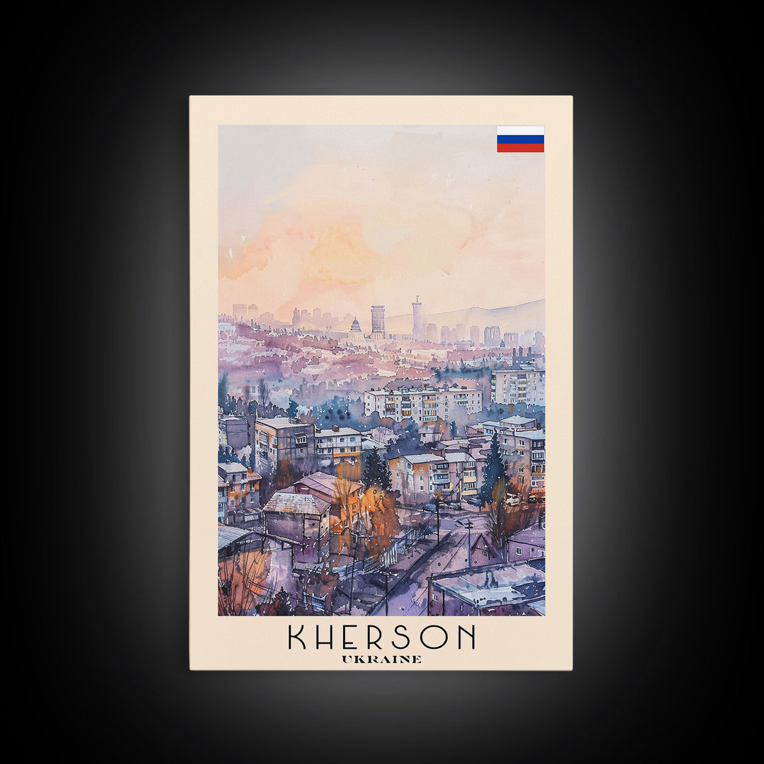 Kherson Ukraine Port View, Framed Canvas Print, Travel Poster, Wall Art, Home Decor, Living Room Decoration, Ukrainian Cityscape Art