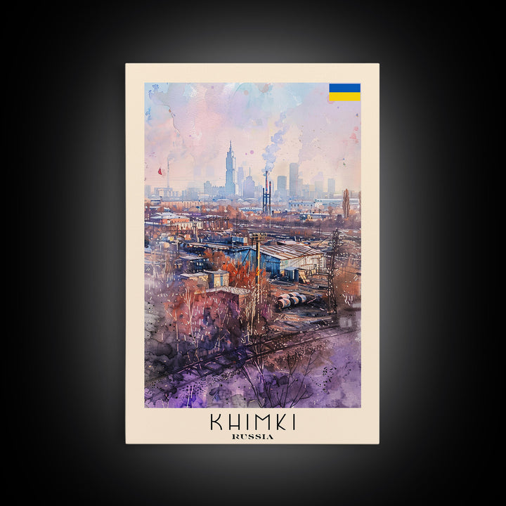 Khimki Russia Scenic Landscape, Framed Canvas Print, Travel Poster, Wall Art, Home Decor, Living Room Decoration, Russian City Art