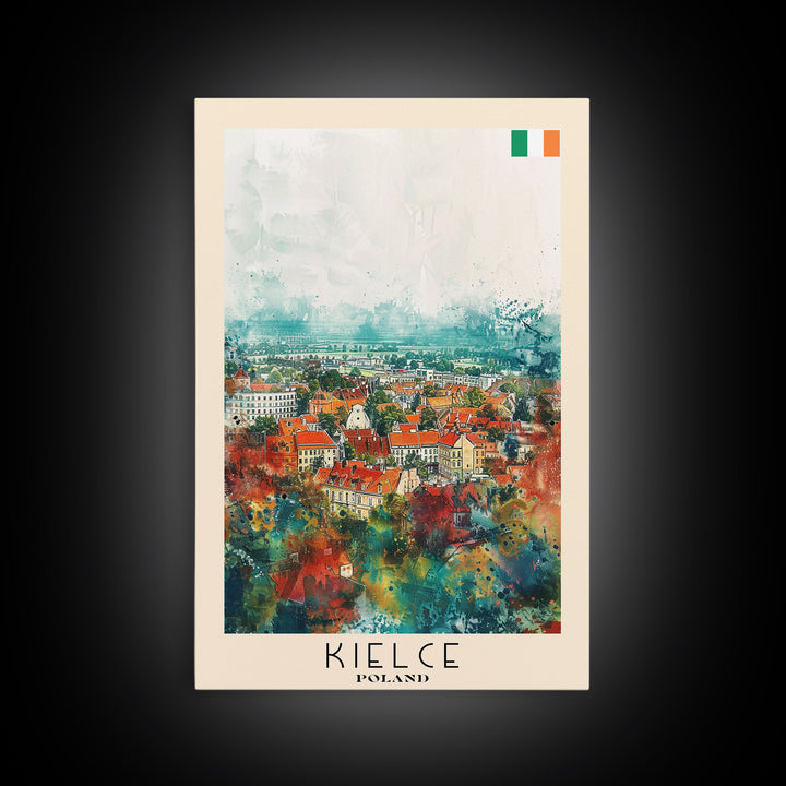 Kielce Poland Historic Cityscape, Framed Canvas Print, Travel Poster, Wall Art, Home Decor, Living Room Decoration, Polish Urban Art