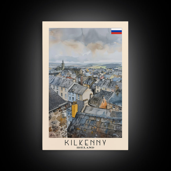 Kilkenny Ireland Scenic View, Framed Canvas Print, Travel Poster, Wall Art, Home Decor, Living Room Decoration, Irish Cityscape Art