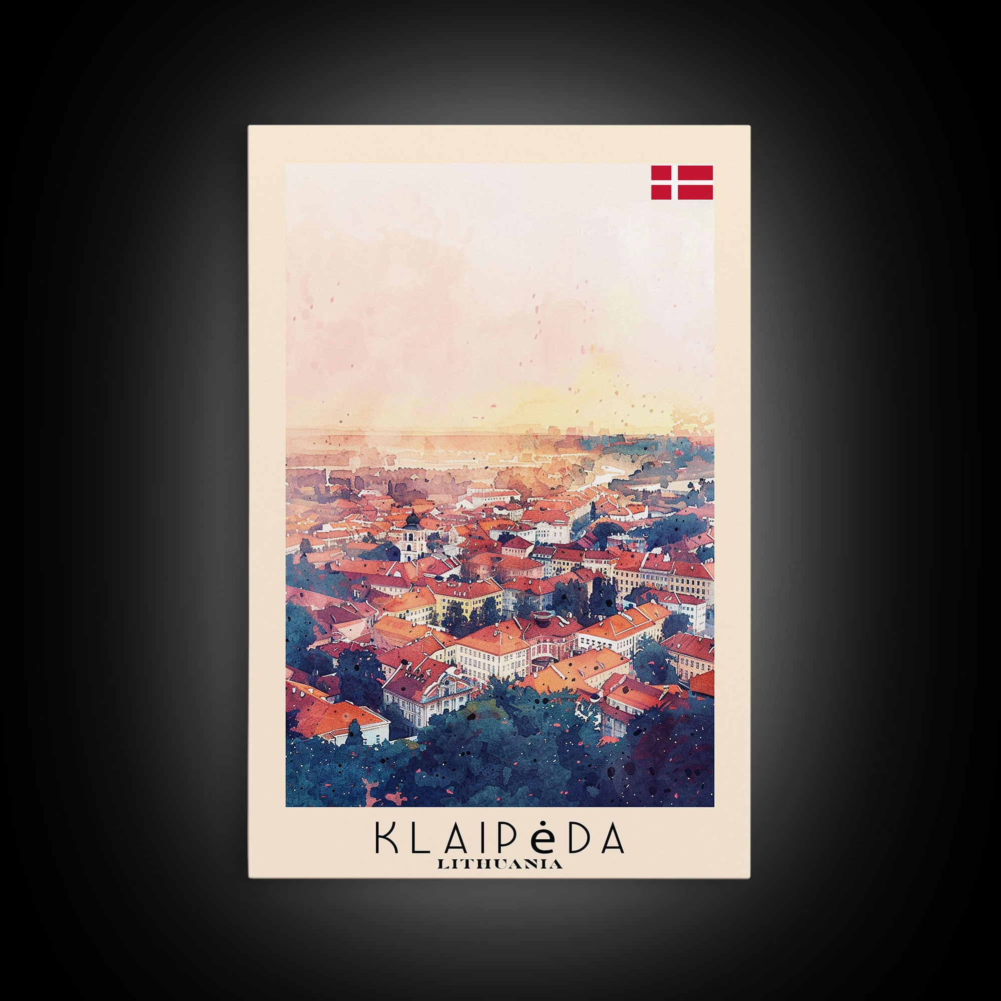 Klaipeda Lithuania Port City View, Framed Canvas Print, Travel Poster, Wall Art, Bedroom Decoration, Coastal Urban Scene, Nautical Artwork