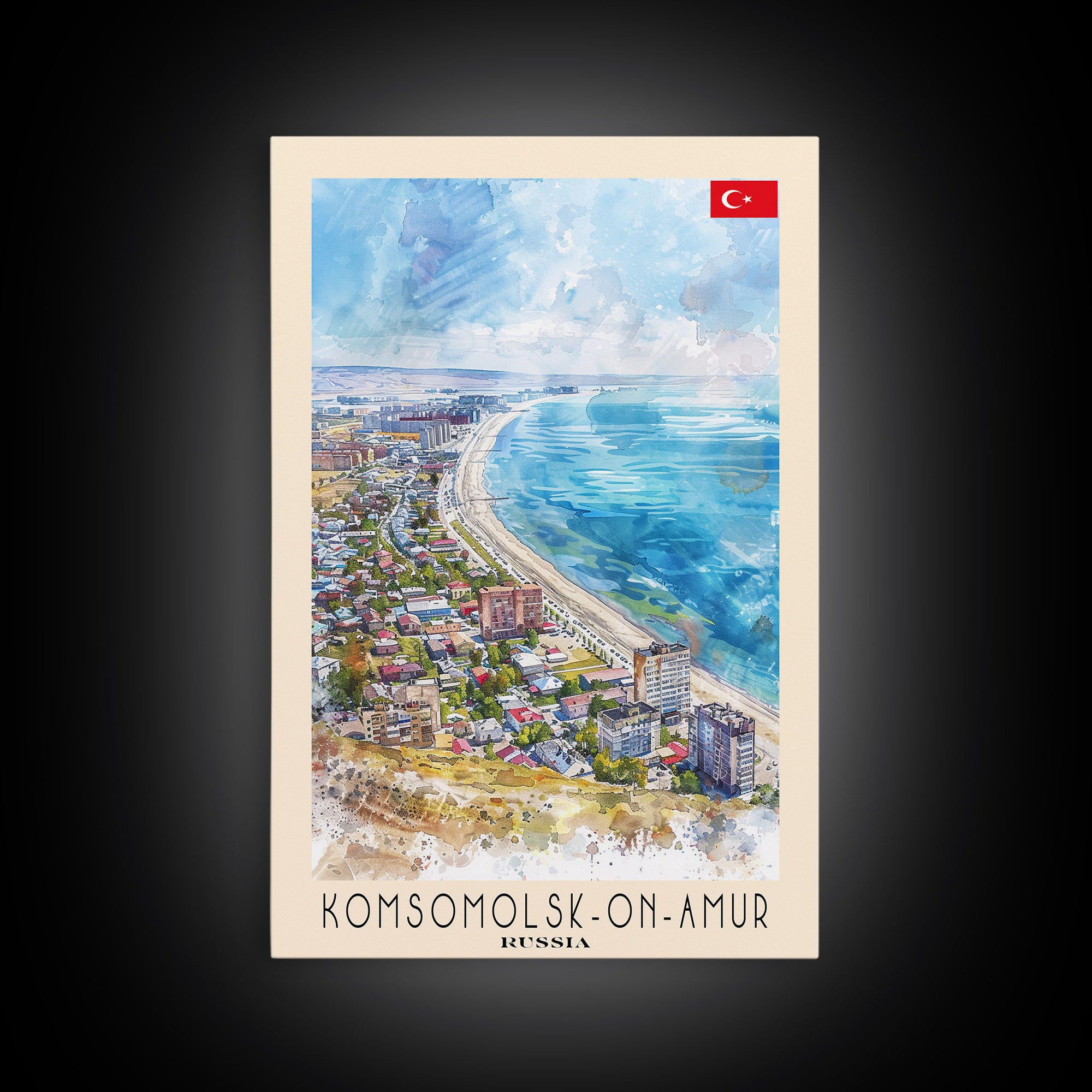 Komsomolsk-on-Amur Russia Industrial Cityscape, Framed Canvas Print, Travel Poster, Wall Art, Study Room Decor, Russian Urban Artwork, Industrial Scene