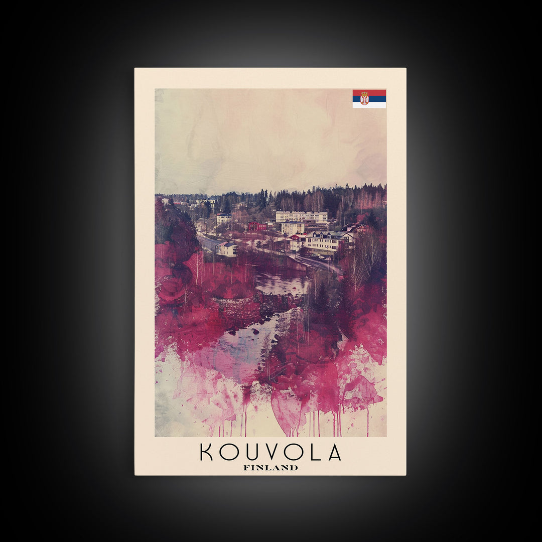 Kouvola Finland Scenic Winter View, Framed Canvas Print, Travel Poster, Wall Art, Bathroom Decor, Finnish Urban Landscape, Scenic Winter Painting