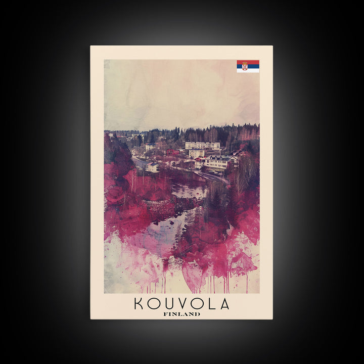 Kouvola Finland Scenic Winter View, Framed Canvas Print, Travel Poster, Wall Art, Bathroom Decor, Finnish Urban Landscape, Scenic Winter Painting