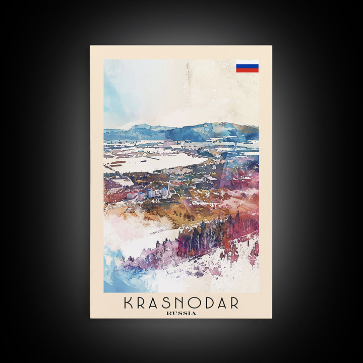 Krasnodar Russia Travel Poster Framed Canvas Print, Abstract Landscape Art, Wall Decor, Home Decoration, Travel Print, Artistic Gift