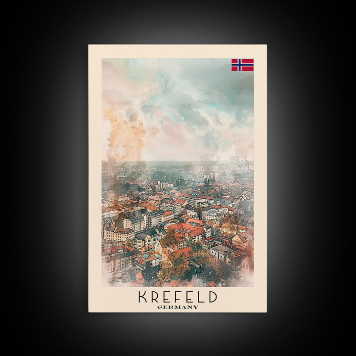 Krefeld Germany Travel Poster Framed Canvas Print, Urban Landscape, Minimalist Wall Art, Home Decor, Original Painting, Travel Print