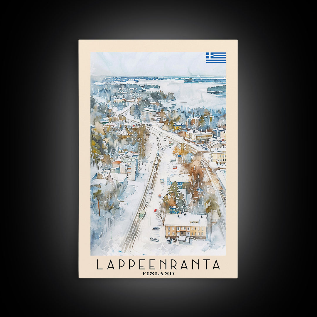 Lappeenranta Finland Travel Poster Framed Canvas Print, Scenic Landscape, Watercolor Painting, Wall Art, Home Decor, Travel Print, Artistic Gift