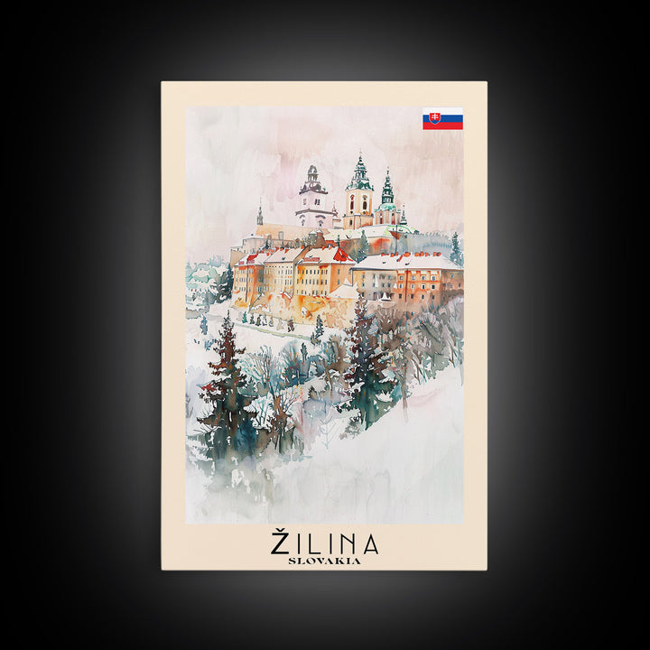 Žilina Slovakia Winter Wonderland Art Print, Charming Town Canvas Print for Home Decor, Travel Poster for Living Room Wall Art, Slovakian Scene