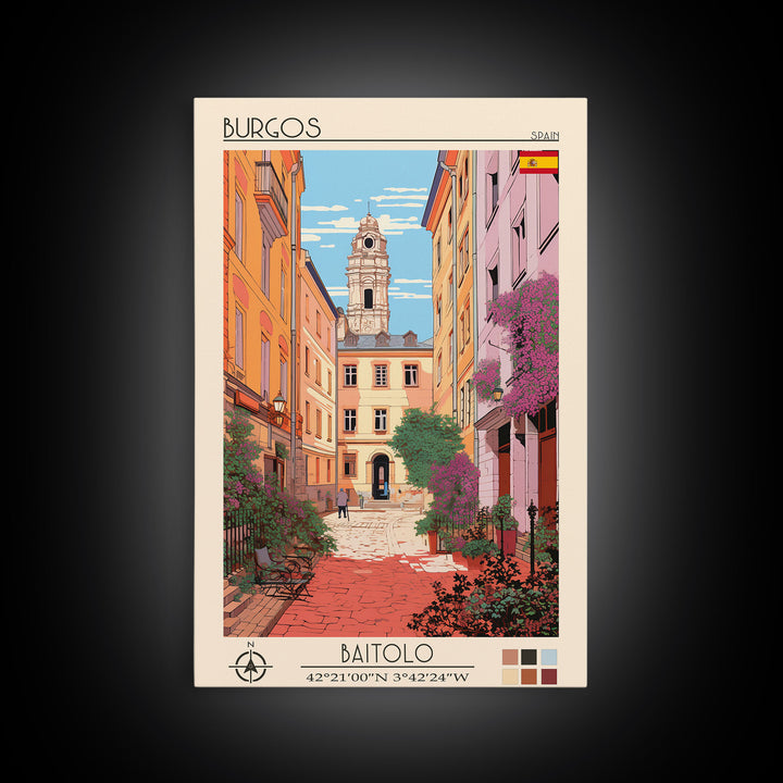 Burgos Spain Travel Poster Framed Canvas Print, Vintage Style, Pop Art Home Decor, Scenic Wall Art, Living Room Decoration, Artistic Gift