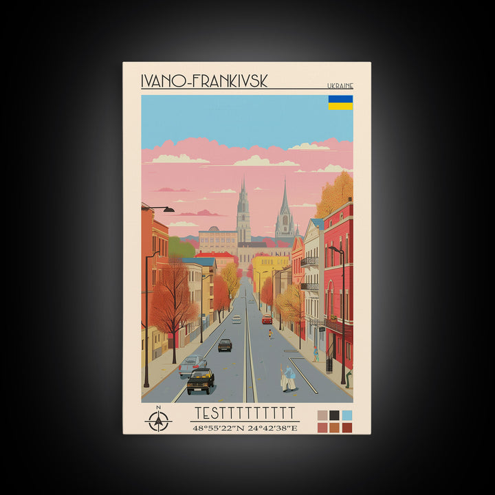 Ivano-Frankivsk Ukraine Travel Poster Framed Canvas Print, Vintage Style, Pop Art Home Decor, Scenic Wall Art, Bedroom Decoration, Office Gift