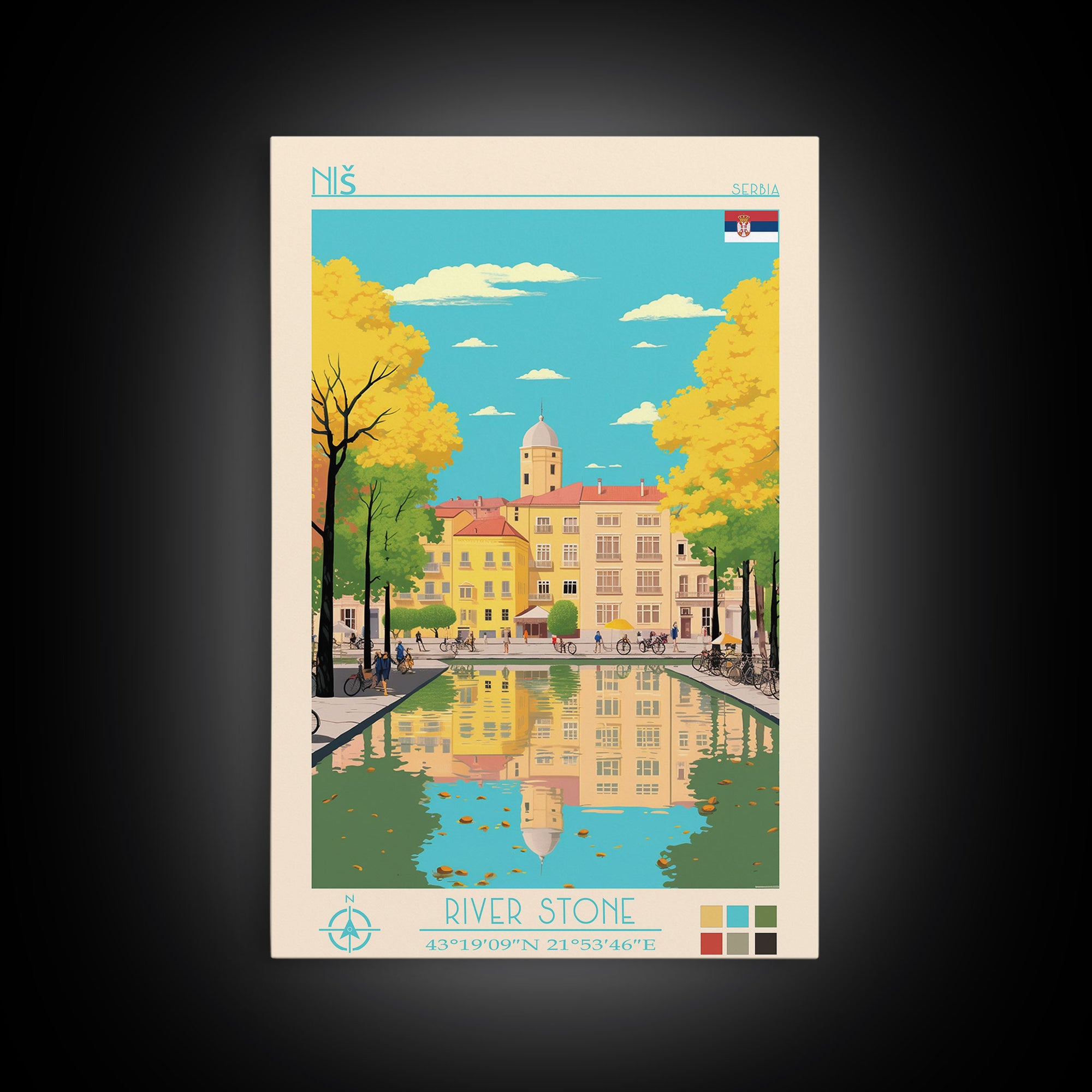 Niš Serbia Travel Poster Framed Canvas Print, Vintage Style, Pop Art Home Decor, Scenic Wall Art, Bedroom Decoration, Office Gift