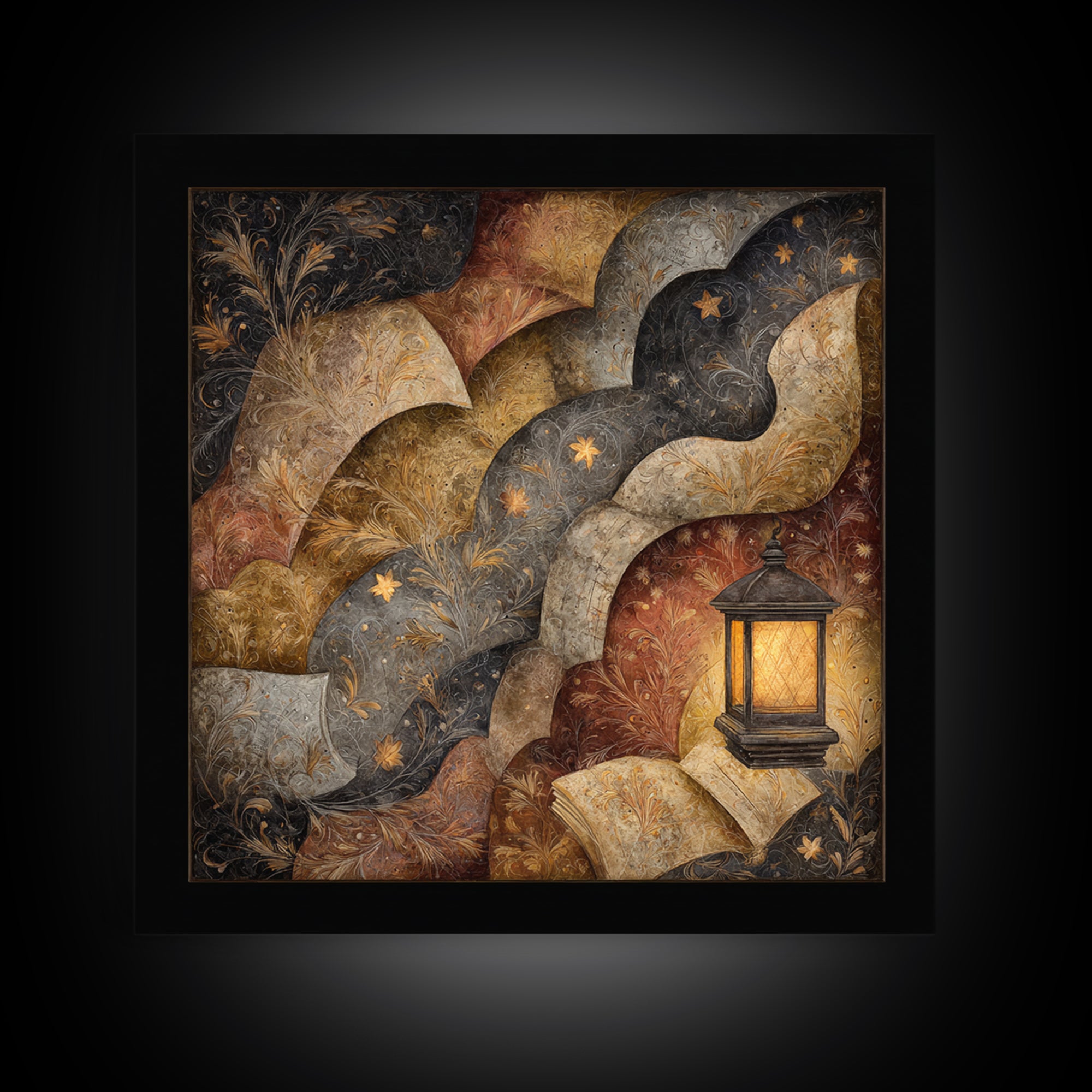 Phoenix Rising in Gold and Crimson Flames Framed Canvas Print, Fantasy Art, Fine Art Print, Living Room Decor, Fine Art, Mythic, FAN-1x1-29