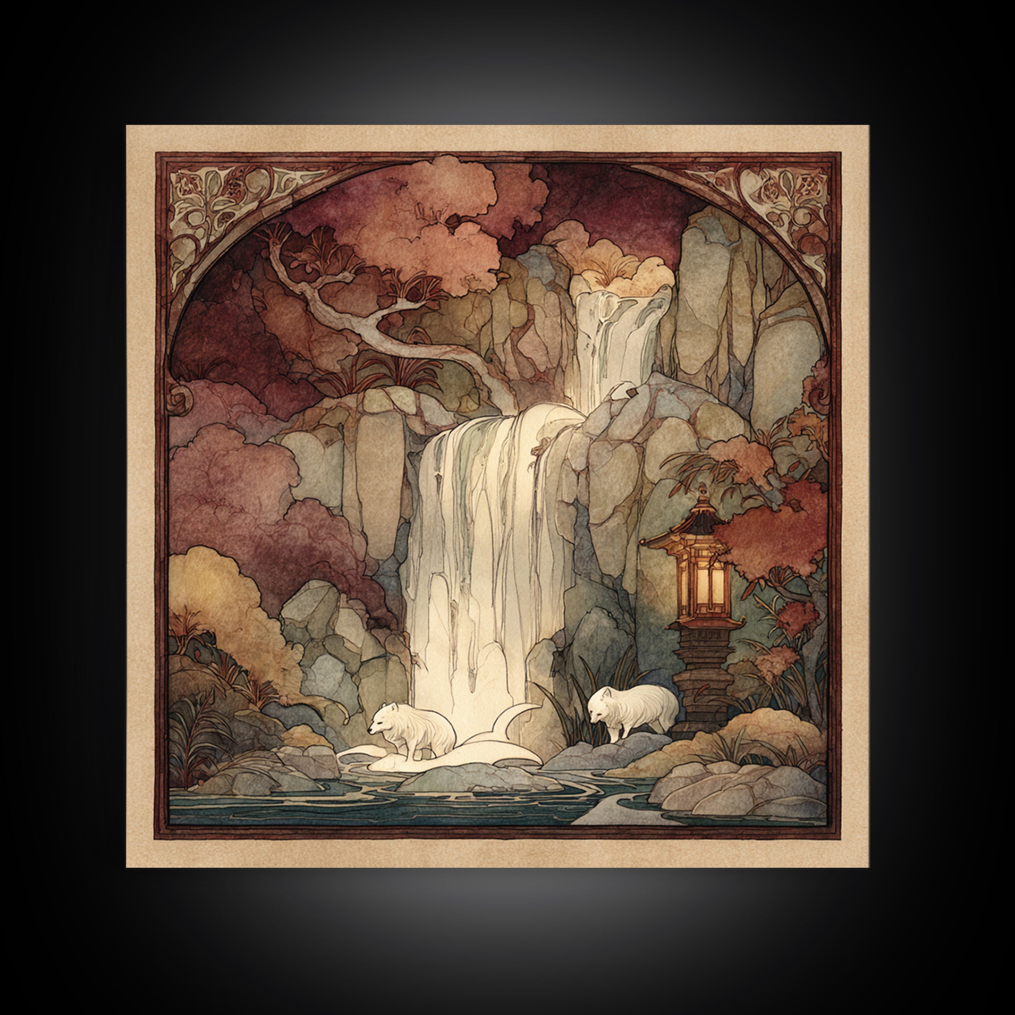 Crystal Cave with Luminous Blue Reflections Canvas Print, Fantasy Art, Surreal Art, Living Room Decor, Oil Painting, Mythic, FAN-1x1-54
