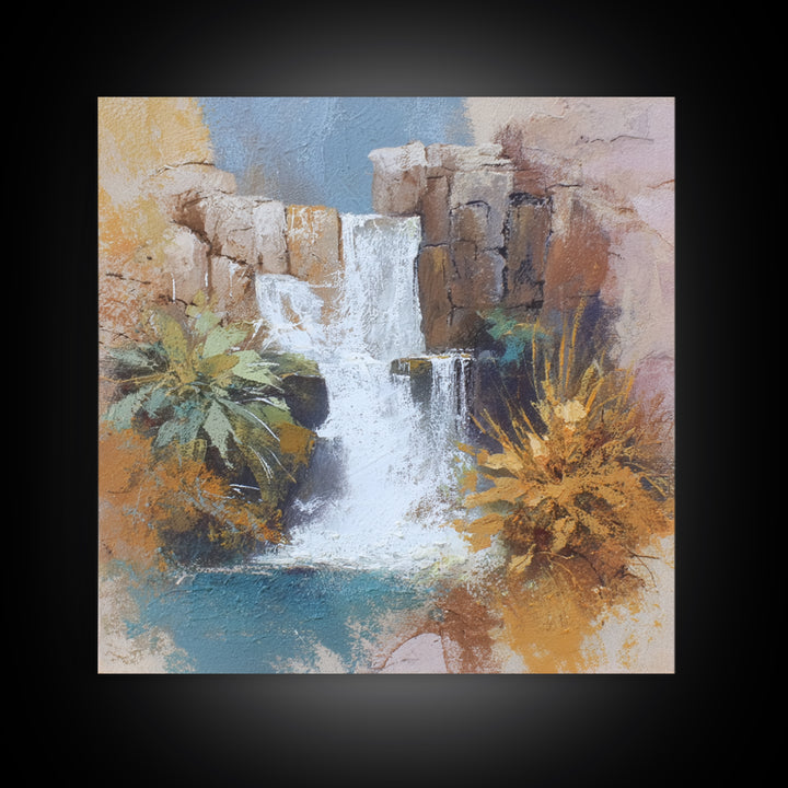 Dwarven Forge with Molten Gold Glow Framed Canvas Print, Fantasy Art, Final Fantasy Art, Living Room Decor, Abstract Art, FAN-1x1-66
