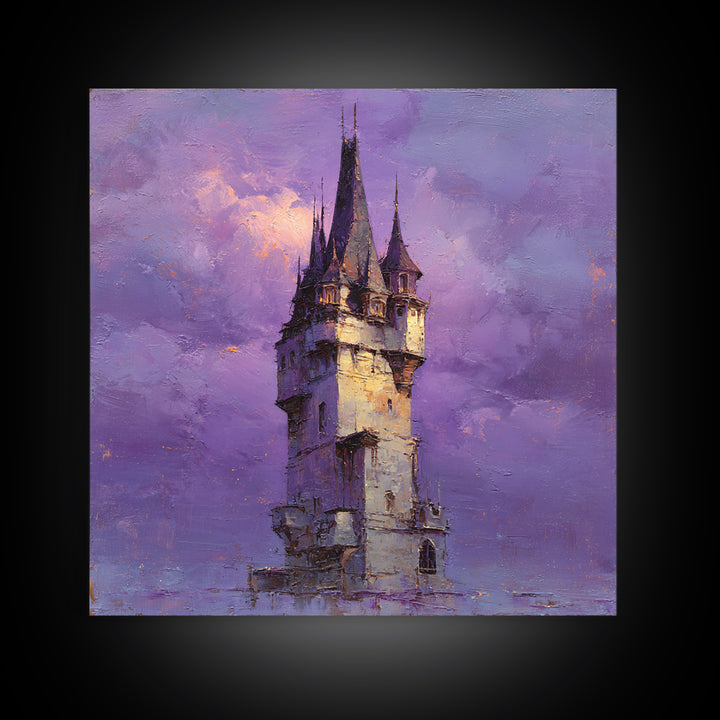 Armored Knight Facing a Glowing Portal Framed Canvas Print, Fantasy Art, Digital Print, Living Room Decor, Fine Art, Mythic, FAN-1x1-7