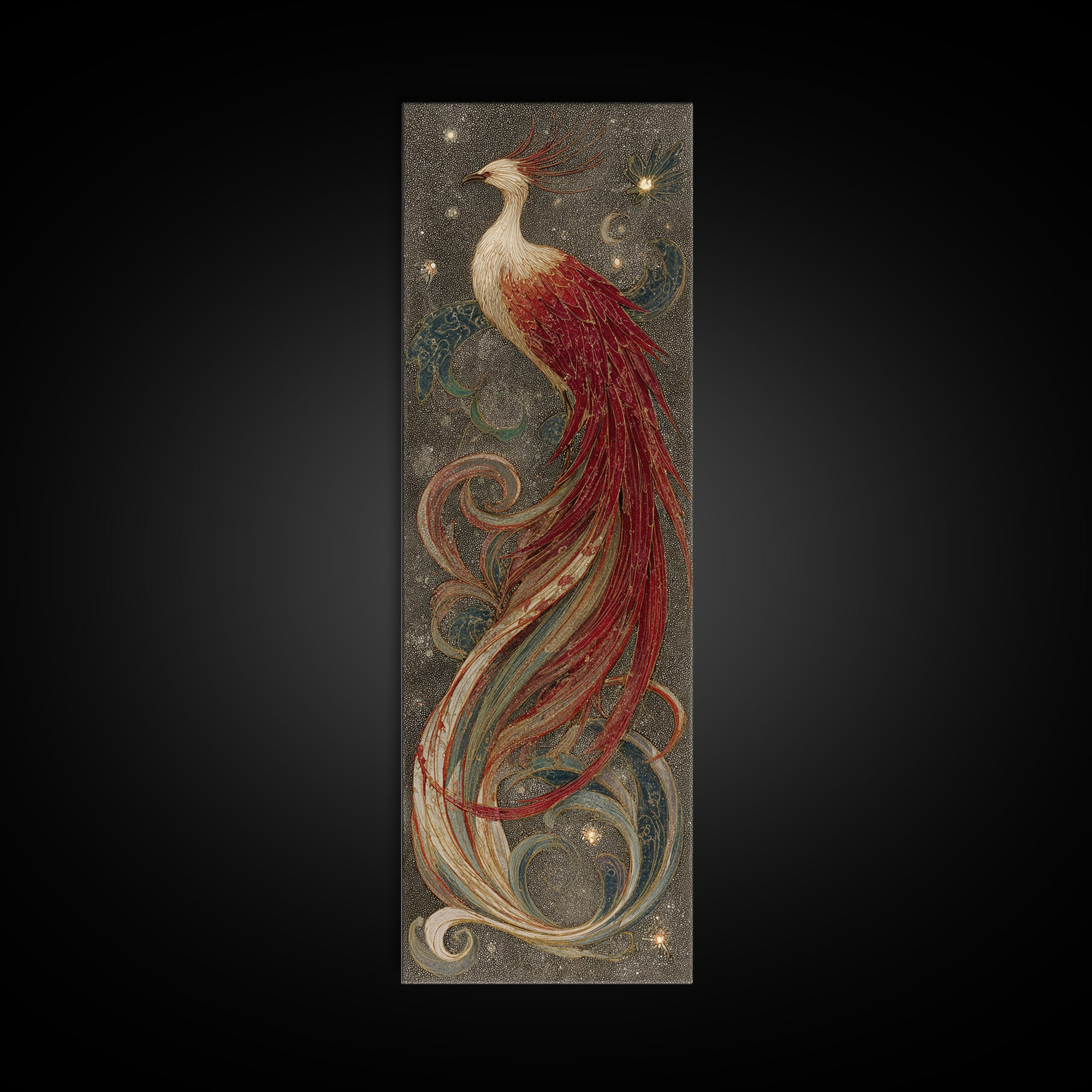 Phoenix Rising in Gold and Crimson Flames Canvas Print, Fantasy Art, Room Decor, Living Room Decor, Fine Art, Mythic, FAN-1x3-17