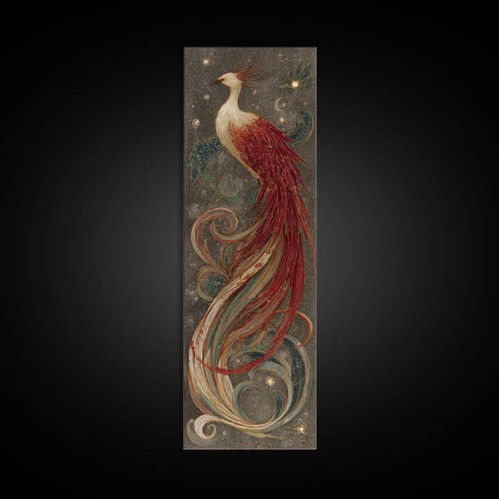 Phoenix Rising in Gold and Crimson Flames Canvas Print, Fantasy Art, Room Decor, Living Room Decor, Fine Art, Mythic, FAN-1x3-17