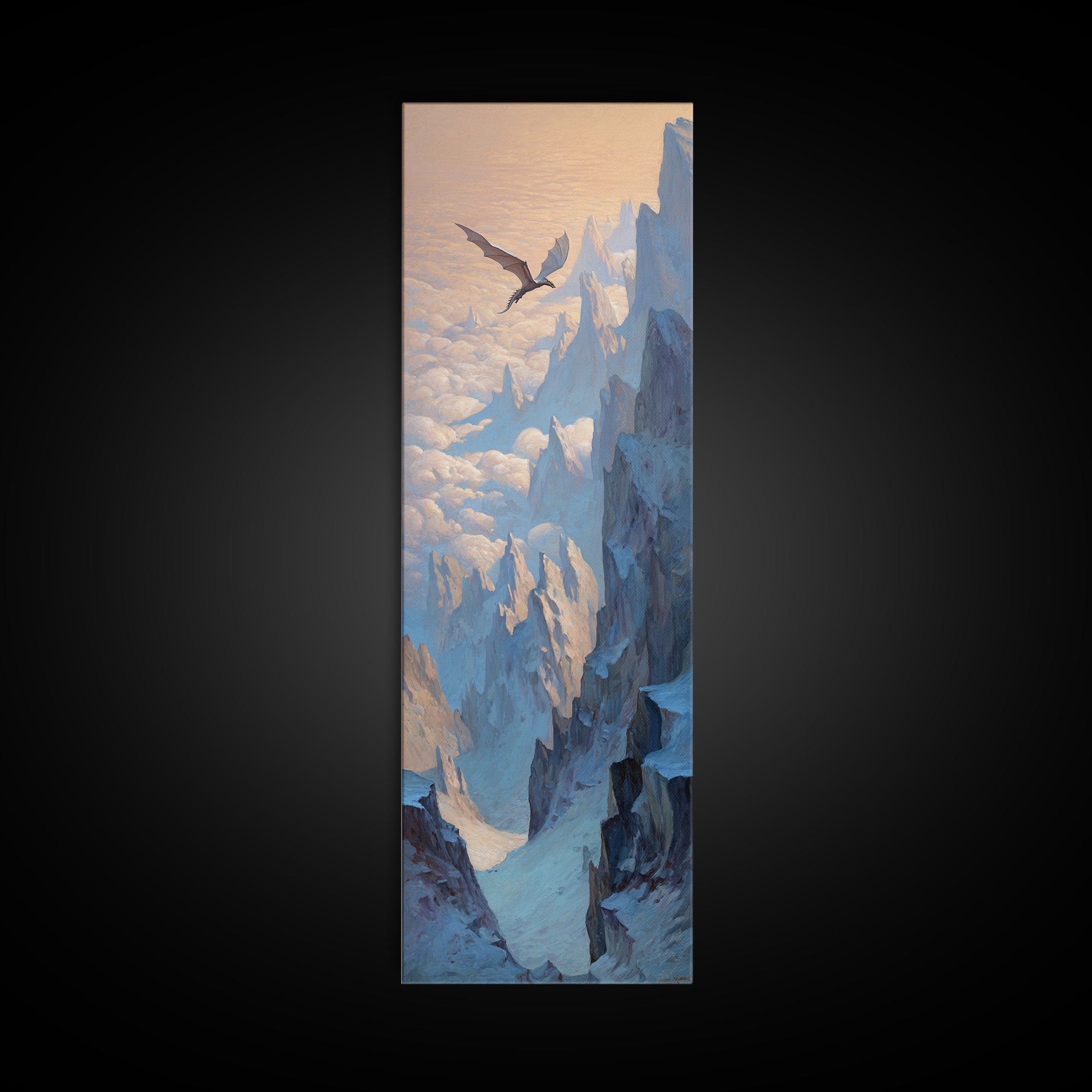 Griffin Perched on a Castle Wall Canvas Print, Fantasy Art, Final Fantasy Art, Living Room Decor, Mythic, Statement Artwork, FAN-1x3-22